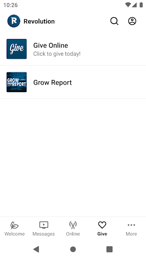 Screenshot of Revolution Church App