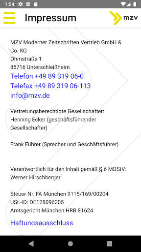 myMZV Screen 2