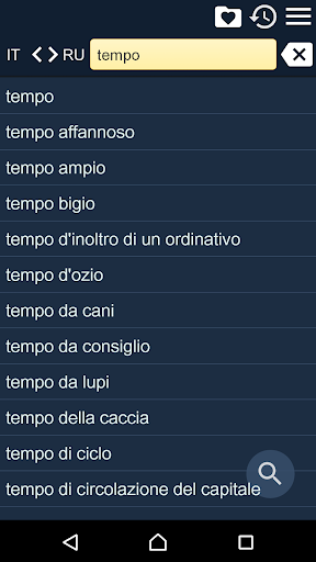 Android application Russian Italian Dictionary screenshort