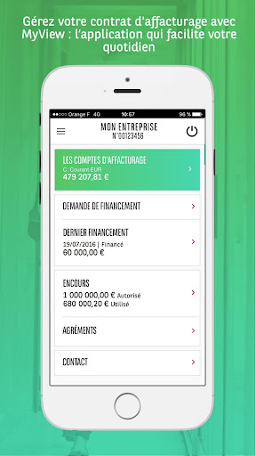 Android application MyView de BNP Paribas Factor screenshort
