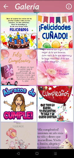 Android application Feliz Cumpleaños. Tarjetas screenshort