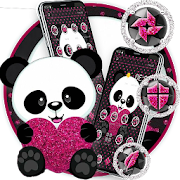 Cute Cartoon Pink Heart Panda Theme  Icon