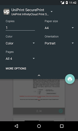 UniPrint InfinityCloud Print S Screen 3