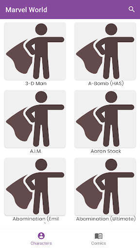 Android application Marvel World screenshort