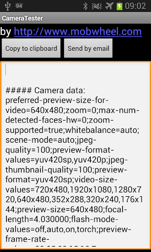 Android application Camera Tester screenshort