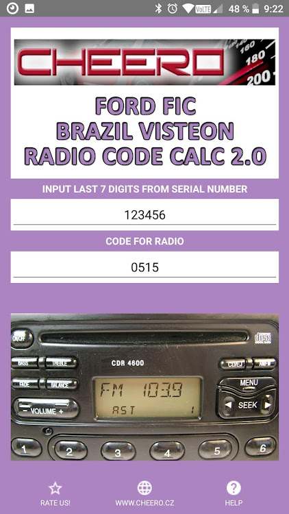 RADIO CODE for FORD FIC BRAZIL - 1.0.4 - (Android)