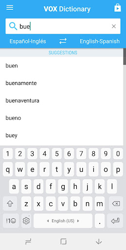 English-Spanish Dictionary Screen 2