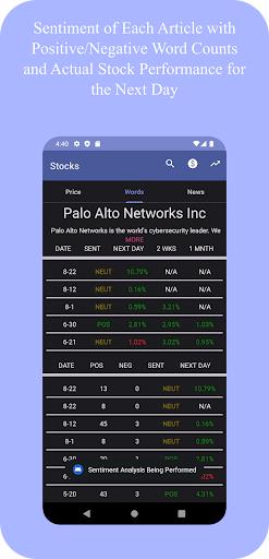 Screenshot of Stocks