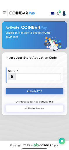 Android application CoinbarPay POS screenshort