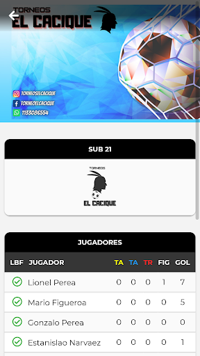 Torneos El Cacique Screen 2