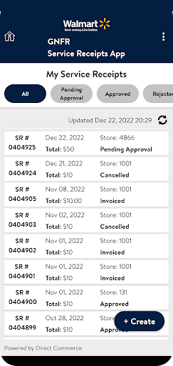 Android application Walmart - Service Receipts screenshort