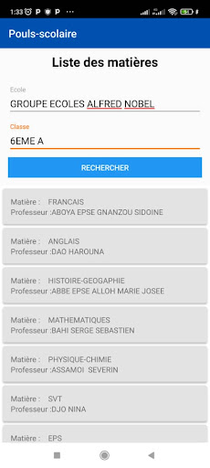 Parent responsable Screen 2