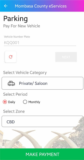 Mombasa County eServices Screen 3