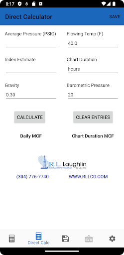 Orifice Flow Rate Calculator Screen 2