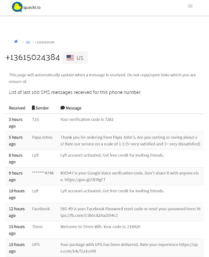 Receive SMS Online | quackr Screen 3