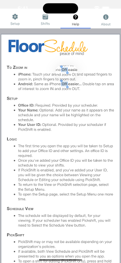 Android application Floor Schedule screenshort