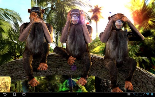Captură de ecran 3D a trei maimuțe înțelepte