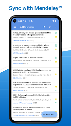 Android application Paperbot for Mendeley screenshort