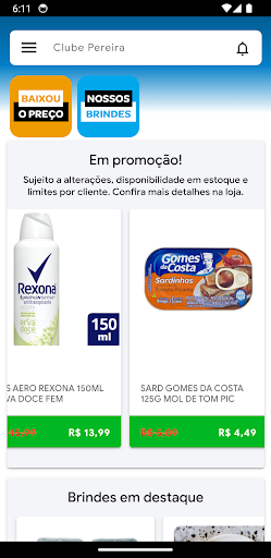 Android application Clube Pereira screenshort