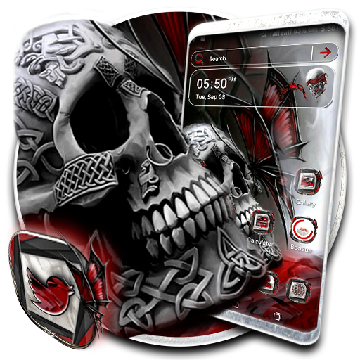 Skull Red Butterfly Theme  Icon