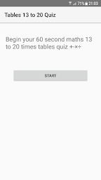 Maths Tables quiz 13 to 20