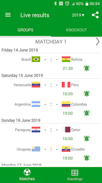 Results for Copa America 2019 - 2.6.3 - (Android)