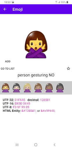 Android application Unicode Character Map screenshort