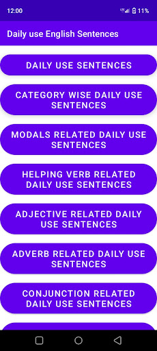Android application Daily Use English Sentences screenshort