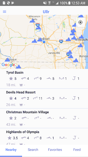 Android application Ullr - Terrain Park Reports screenshort