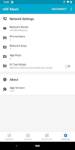 Screenshot of nRF Mesh