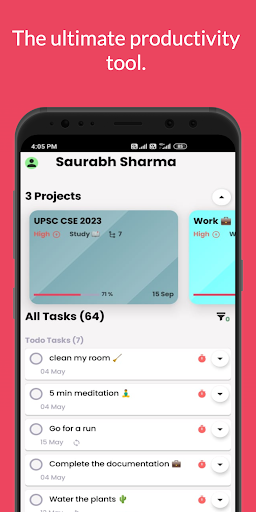 Android application Focus List - Tasks | Pomodoro screenshort