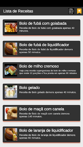Android application Receitas de Bolos Caseiros screenshort