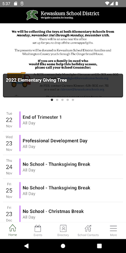 Android application Kewaskum School District screenshort
