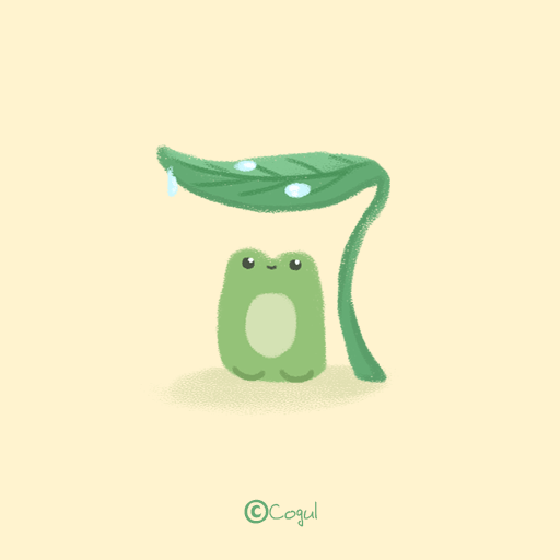 카카오톡 테마 - 비오는날 보송개구리_소프트옐로 logo