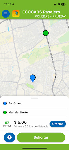 Android application ECOCARS Pasajero screenshort