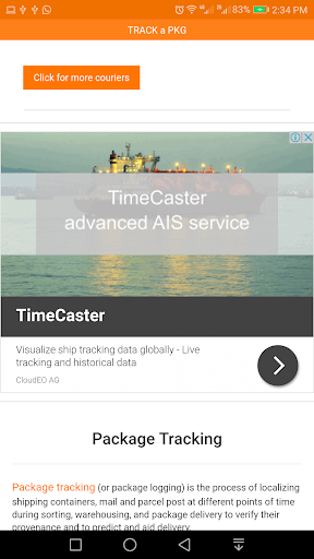 Track a PKG - Courier Package Screen 3