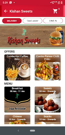 Android application Kishan Sweets screenshort
