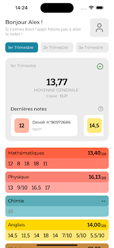 Android application MoyennesED screenshort