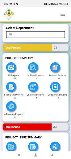 Android application Project Management System screenshort