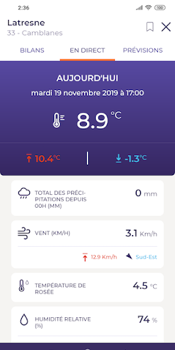 Android application Demeter Météo screenshort
