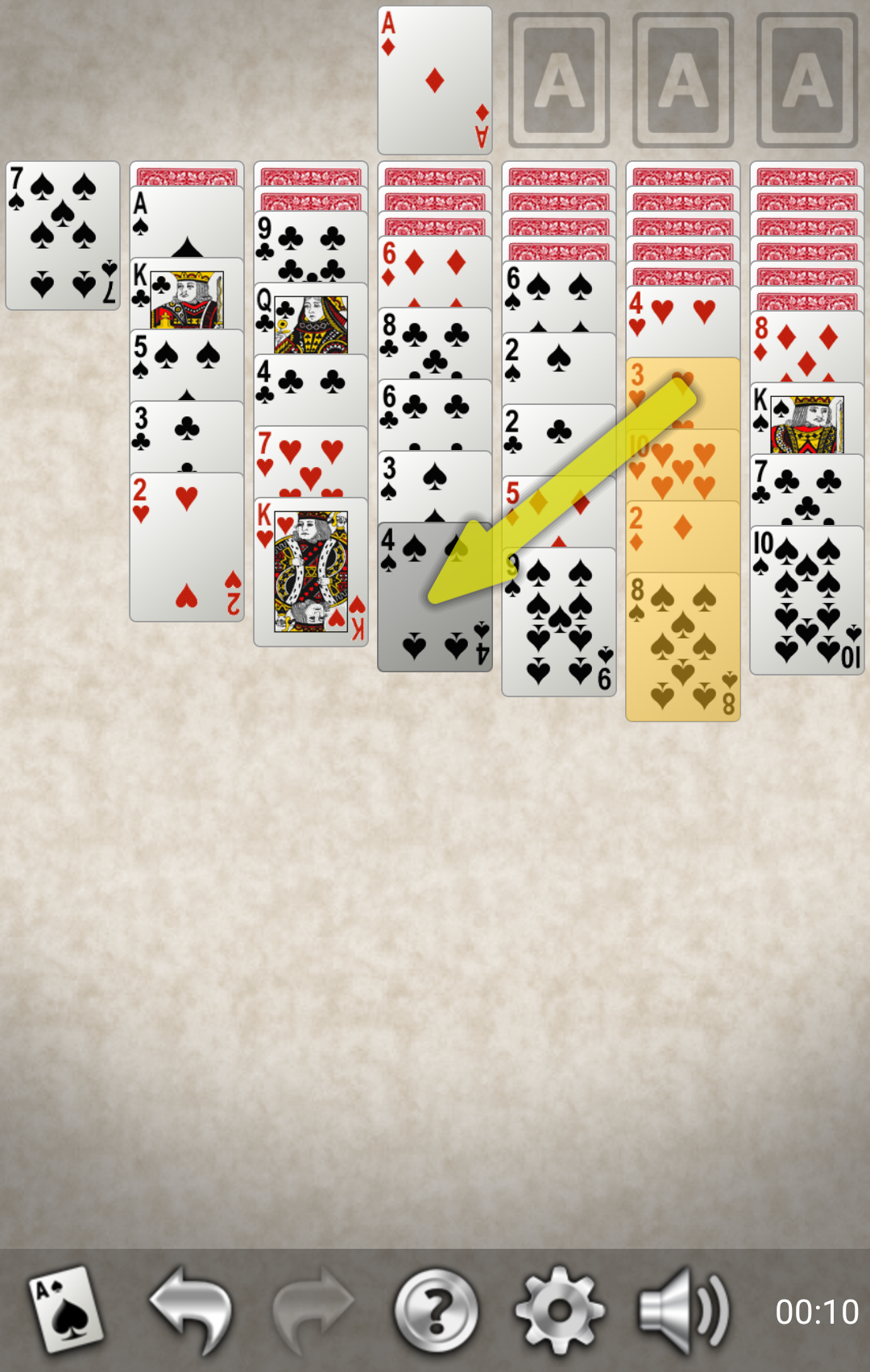 Android application Yukon Gold Solitaire screenshort