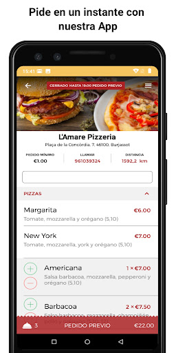 Android application L'Amare Pizzeria screenshort