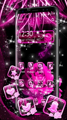 パープルネオンライトバラのテーマ ロマンチックな夢のピンクの光の壁紙 Androidアプリ Applion