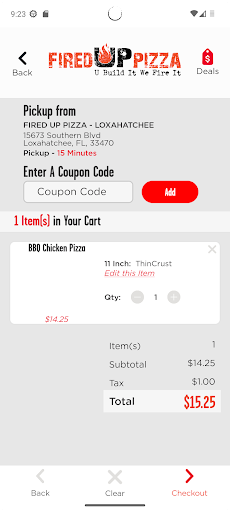 Screenshot of Fired Up Pizza
