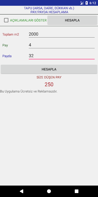 Hisseli Tapu Pay Payda Hesapla - 1.0.2 - (Android)