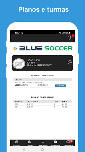 Android application Bluesoccer Alunos screenshort