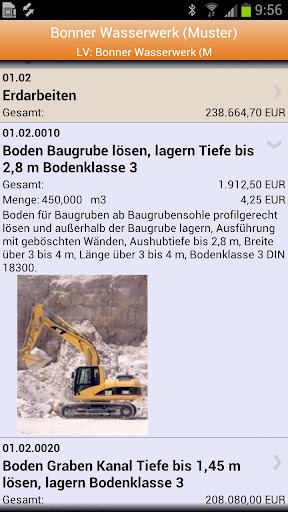 Android application MWM-Piccolo - LV und Aufmaß screenshort