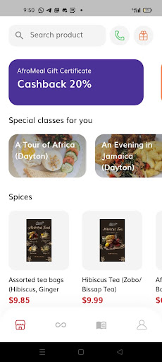 Android application Afromeals screenshort