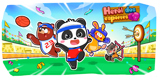 Herói dos esportes com o Pequeno Panda