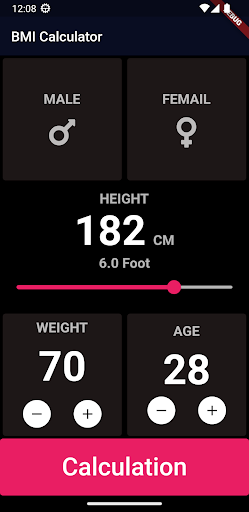 Android application Simple Bmi Calculator screenshort